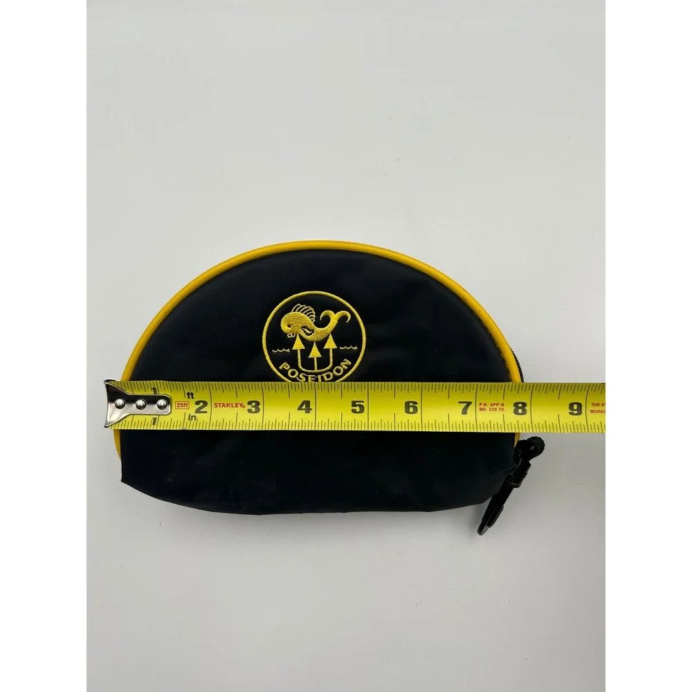 Poseidon Diving Gear Accessory Pouch Black Yellow Zippered Clip Bag